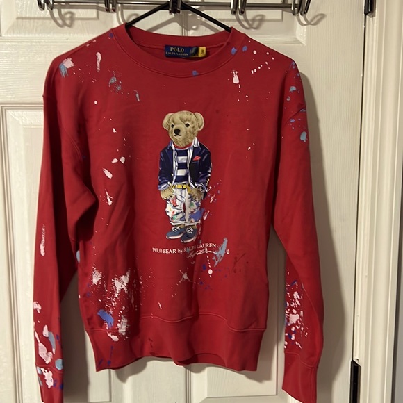 Kids Ralph Lauren Polo sweater red with multicolor paint